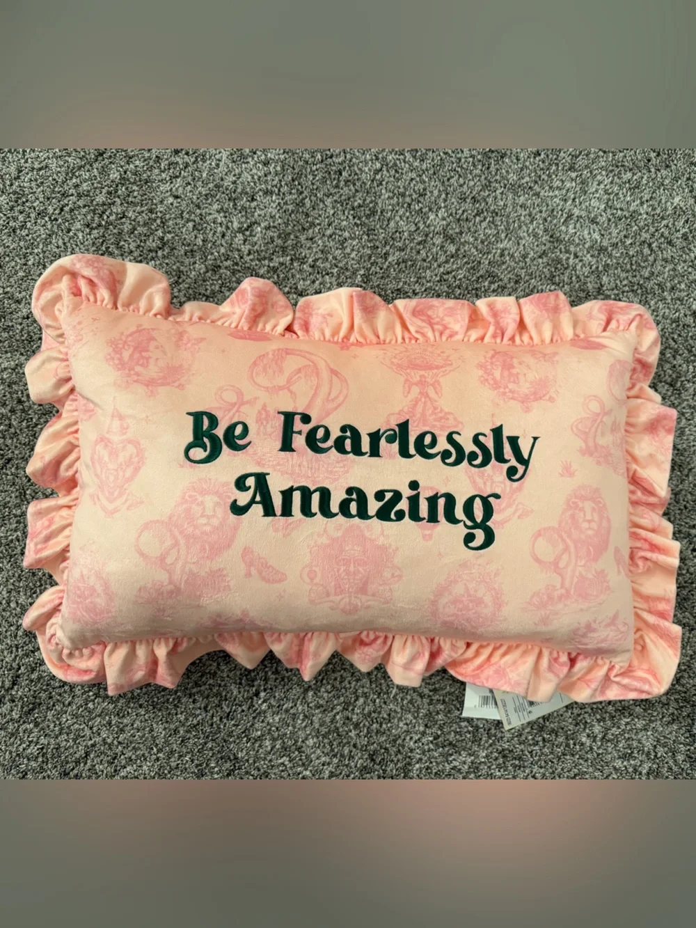 Be Fearlessly Amazing Pink Ruffle Throw Pillow